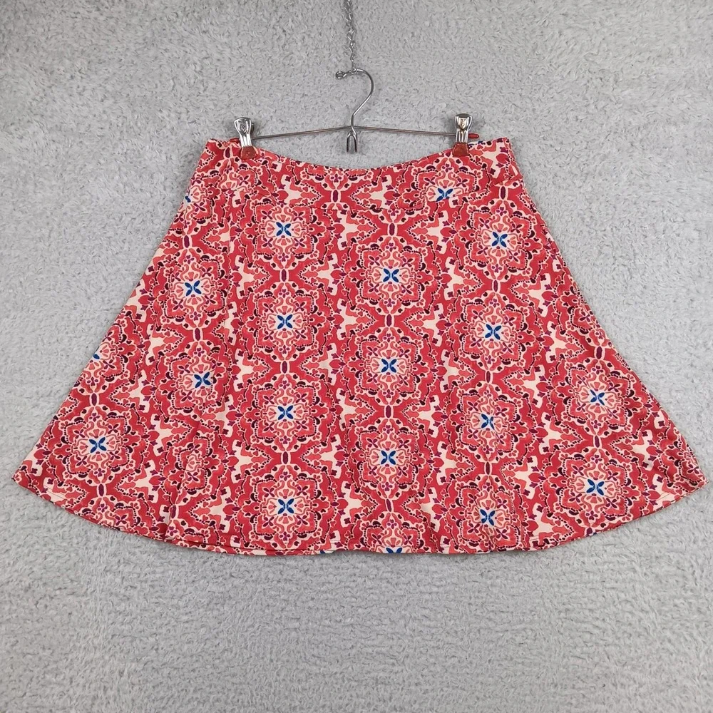 Renee C. Skirt A-Line Women L Red Medallion Print Stretch Lined 2055SK33P